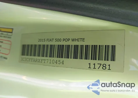 2015 Fiat 500 Pop из США, поврежденный, VIN 3C3CFFARXFT710454